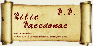 Milić Macedonac vizit kartica